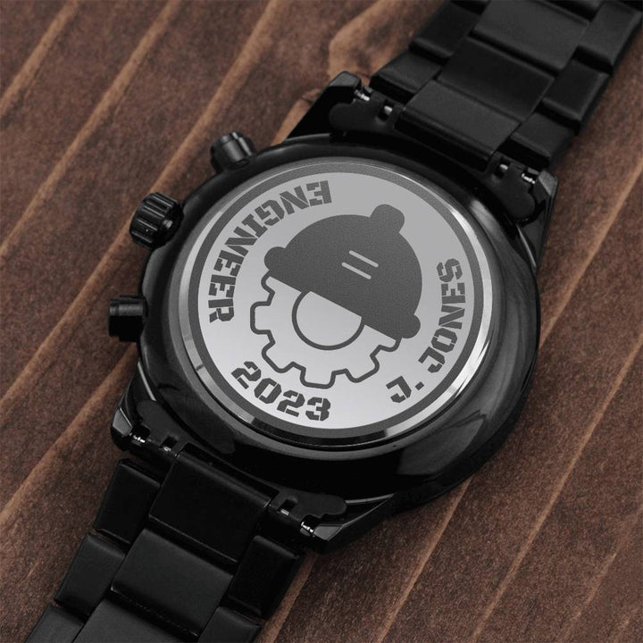 Reloj Cronógrafo Negro con Diseño Grabado JAMESITO