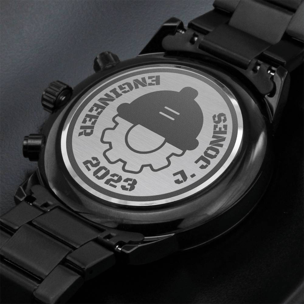 Reloj Cronógrafo Negro con Diseño Grabado JAMESITO