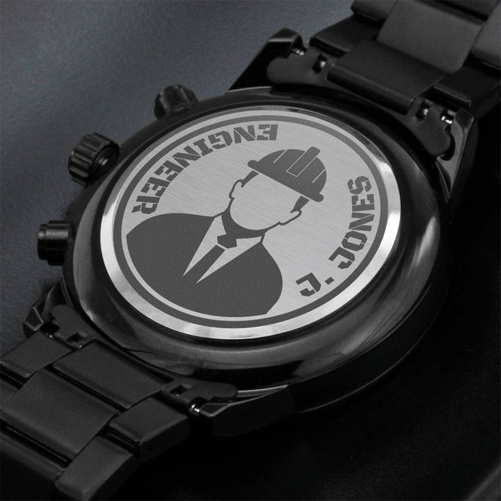 Reloj Cronógrafo Negro con Diseño Grabado UNCLE JAMES