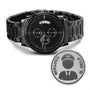 Reloj Cronógrafo Negro con Diseño Grabado - gift