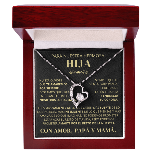 Regalo Para Hija | Nunca lo olvides | Collar de amor eterno – De Papá y Mamá