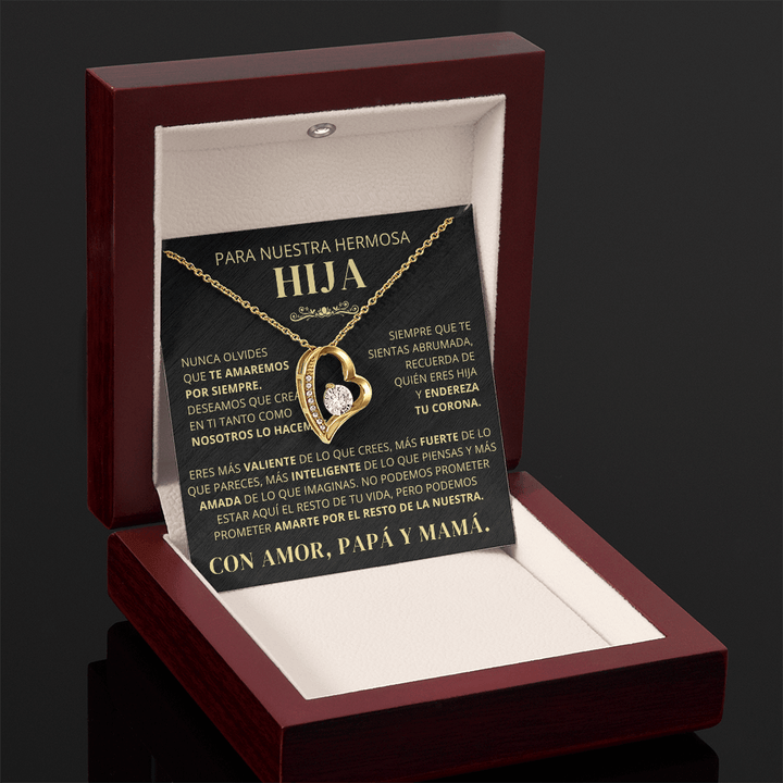 Regalo Para Hija | Nunca lo olvides | Collar de amor eterno – De Papá y Mamá