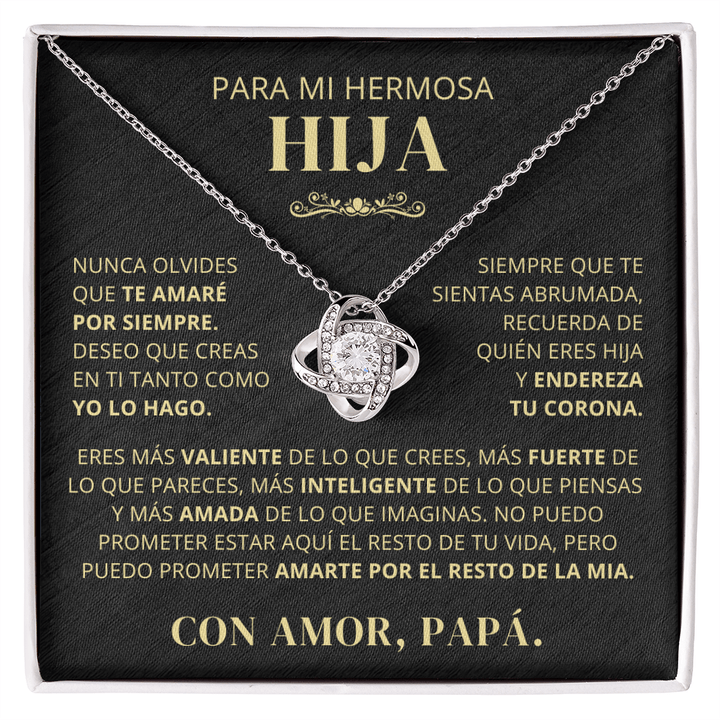 Regalo para Hija Personalizable | Te Amaré por Siempre | Collar Love Knot
