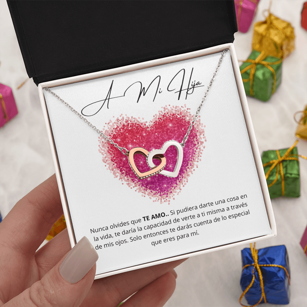 Regalo para hija | Mi pedacito de cielo | Collar de corazones entrelazados