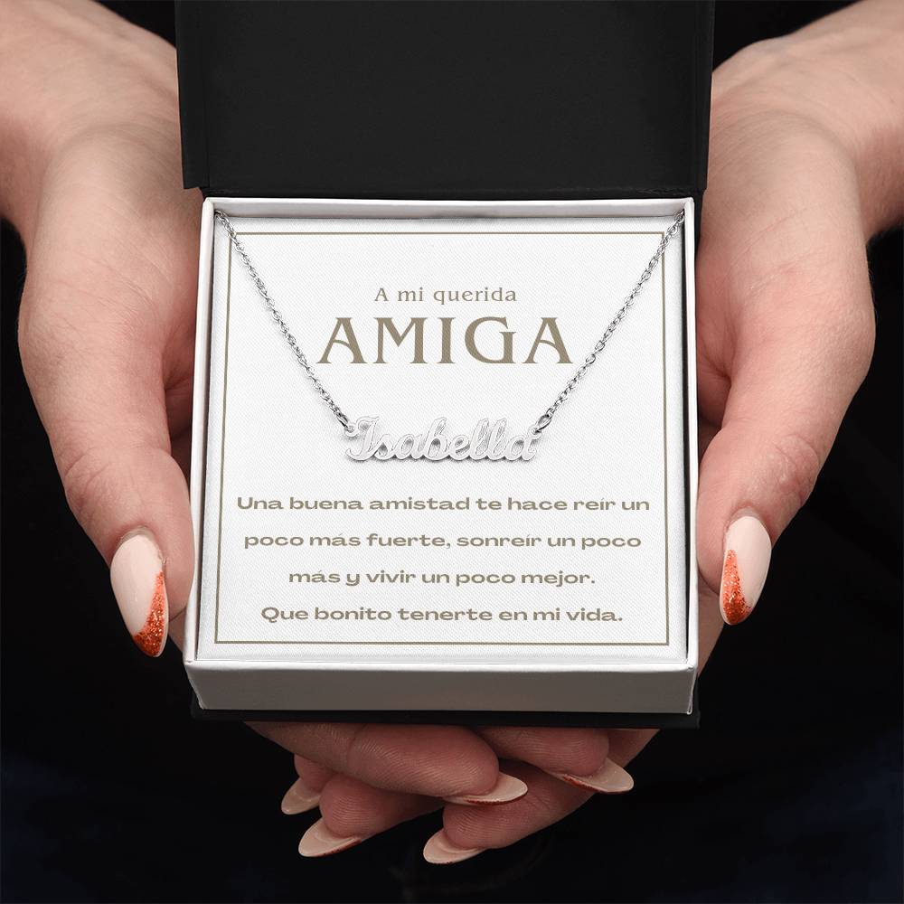 Regalo Para Amiga | Nuestra amistad brilla | Collar con Nombre Personalizado