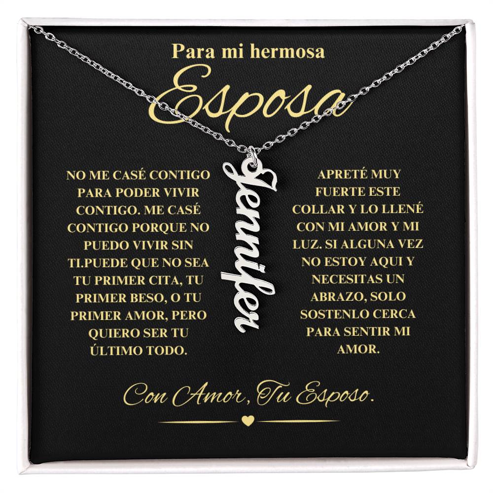 Regalo Para Novia/Esposa | Mi Hermosa | Collar con nombre vertical