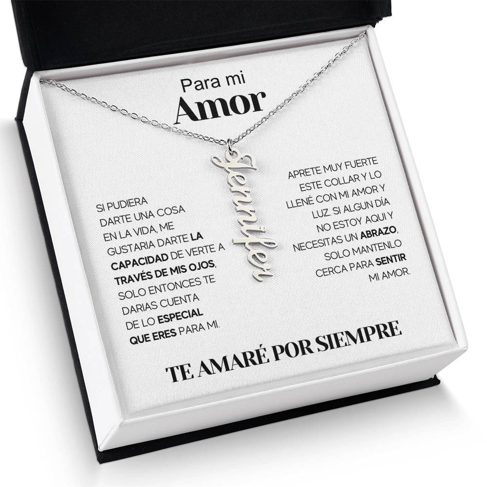 Regalo Para Novia/Esposa | Amor De Mi Vida | Collar con nombre vertical