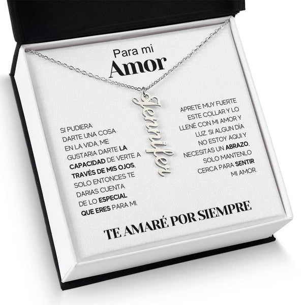 Regalo Para Novia/Esposa | Amor De Mi Vida | Collar con nombre vertical