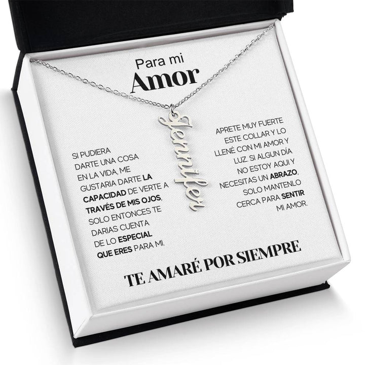 Regalo Para Novia/Esposa | Amor De Mi Vida | Collar con nombre vertical