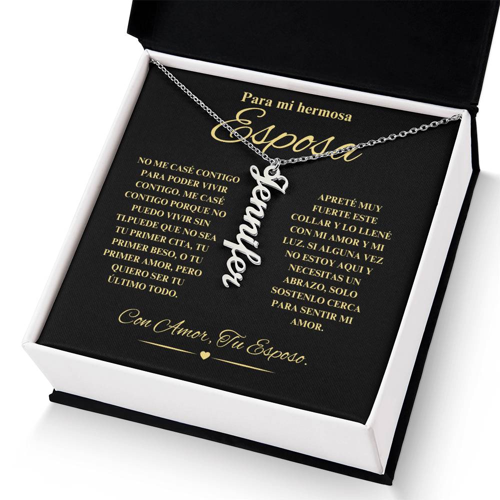 Regalo Para Novia/Esposa | Mi Hermosa | Collar con nombre vertical