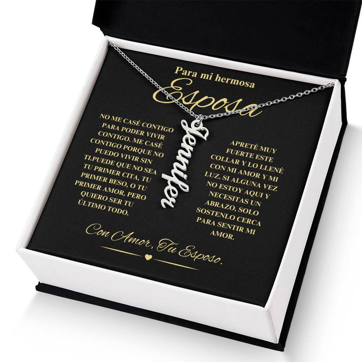 Regalo Para Novia/Esposa | Mi Hermosa | Collar con nombre vertical