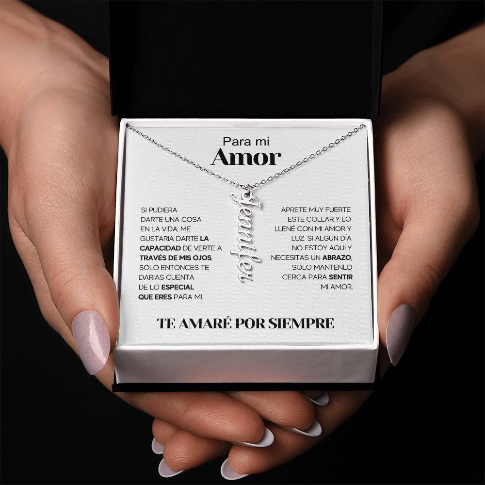 Regalo Para Novia/Esposa | Amor De Mi Vida | Collar con nombre vertical