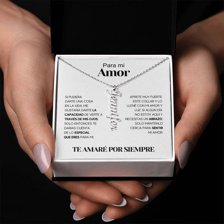 Regalo Para Novia/Esposa | Amor De Mi Vida | Collar con nombre vertical