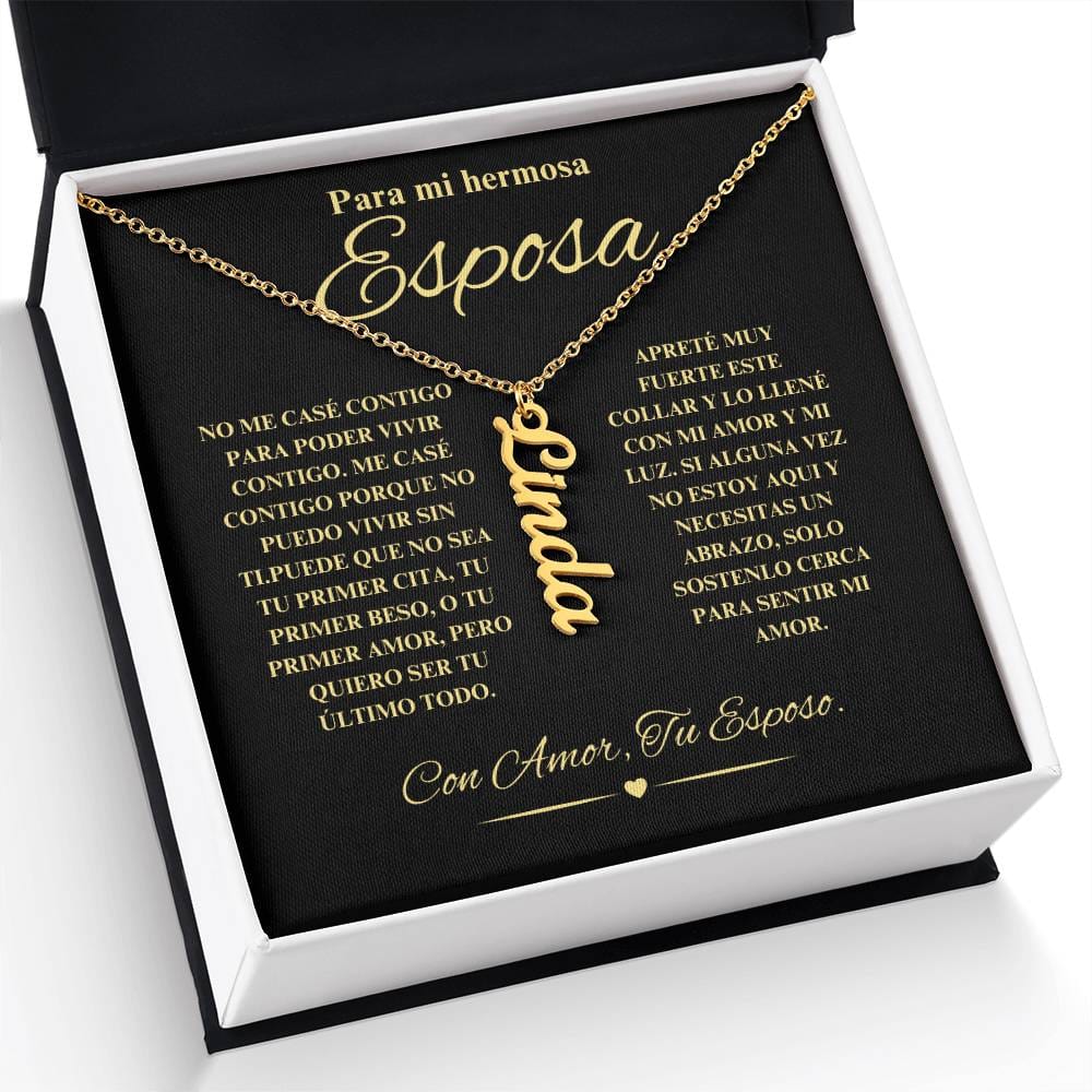 Regalo Para Novia/Esposa | Mi Hermosa | Collar con nombre vertical