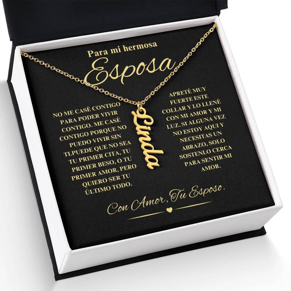 Regalo Para Novia/Esposa | Mi Hermosa | Collar con nombre vertical