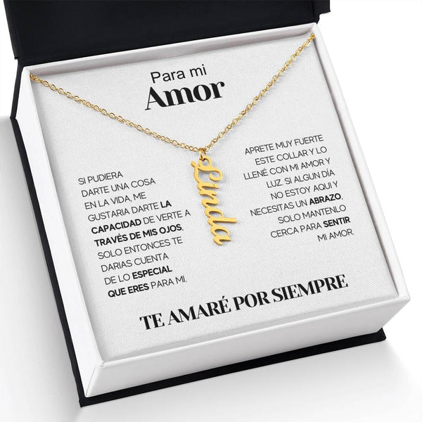 Regalo Para Novia/Esposa | Amor De Mi Vida | Collar con nombre vertical