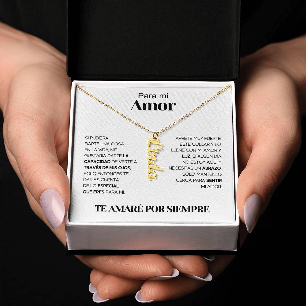 Regalo Para Novia/Esposa | Amor De Mi Vida | Collar con nombre vertical