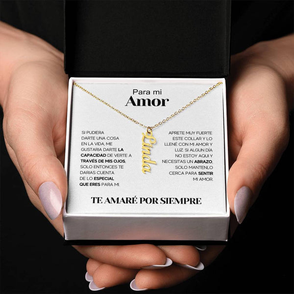 Regalo Para Novia/Esposa | Amor De Mi Vida | Collar con nombre vertical
