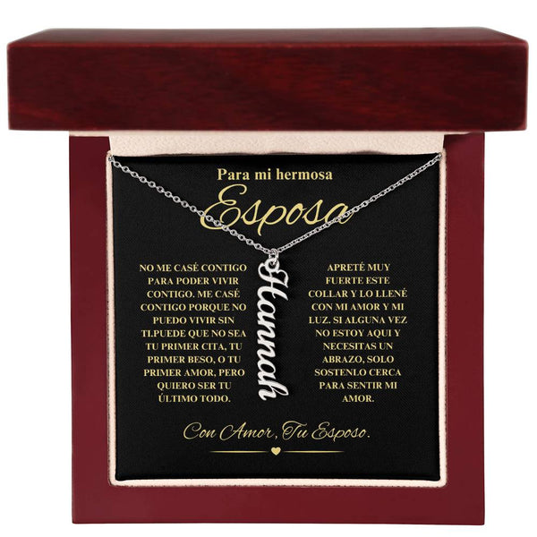 Regalo Para Novia/Esposa | Mi Hermosa | Collar con nombre vertical