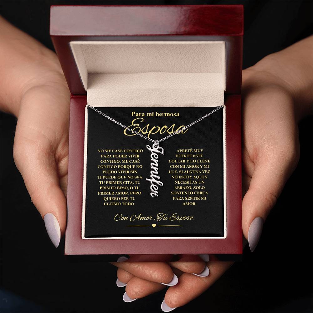 Regalo Para Novia/Esposa | Mi Hermosa | Collar con nombre vertical