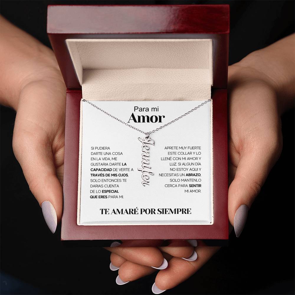 Regalo Para Novia/Esposa | Amor De Mi Vida | Collar con nombre vertical