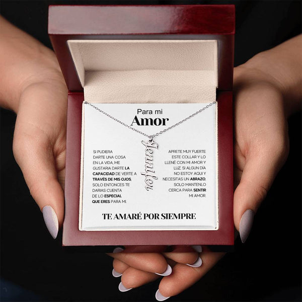 Regalo Para Novia/Esposa | Amor De Mi Vida | Collar con nombre vertical