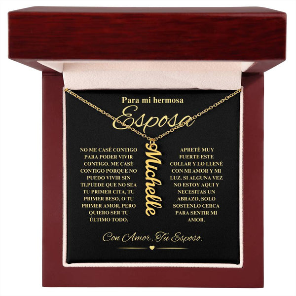 Regalo Para Novia/Esposa | Mi Hermosa | Collar con nombre vertical
