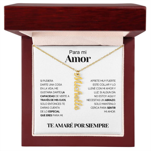 Regalo Para Novia/Esposa | Amor De Mi Vida | Collar con nombre vertical