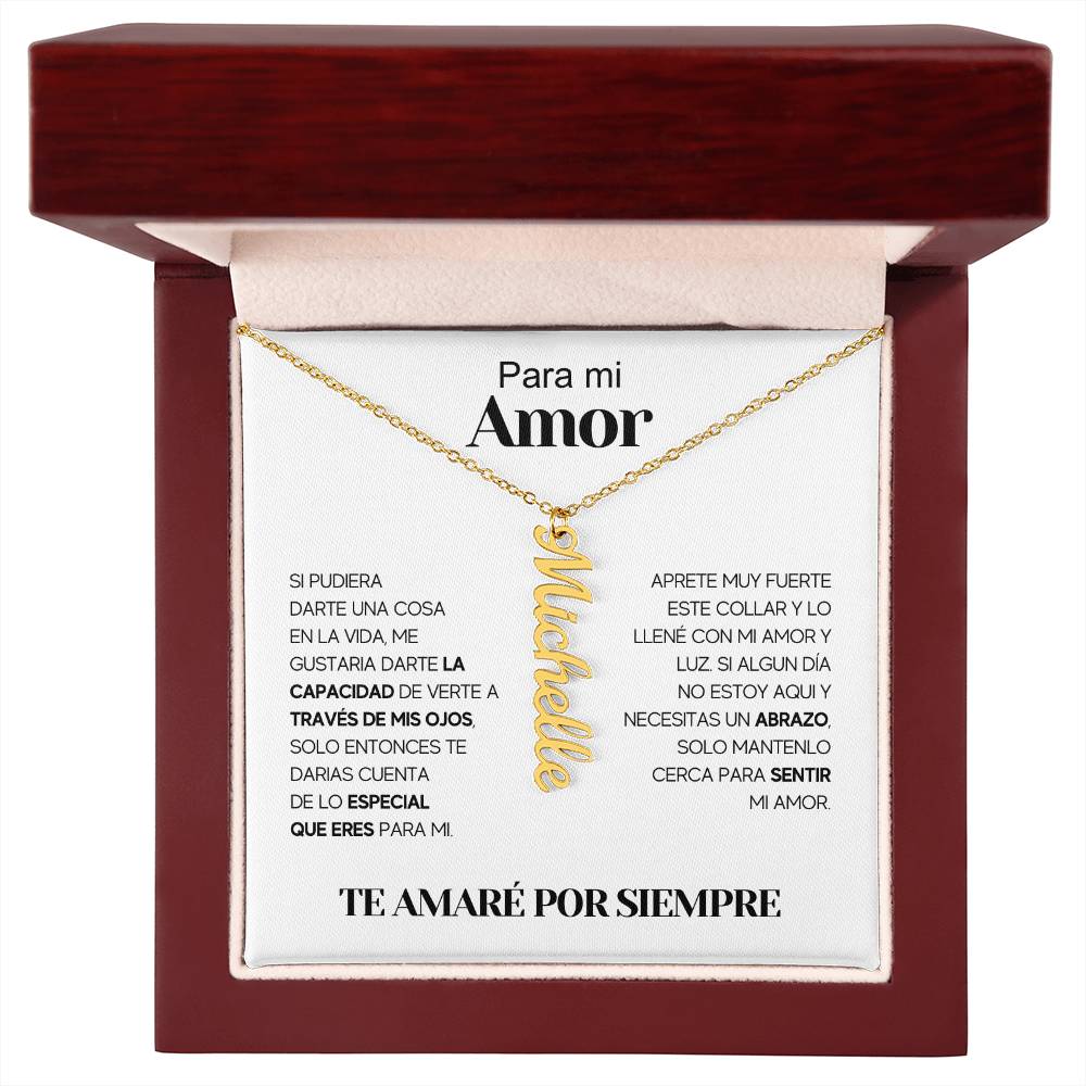 Regalo Para Novia/Esposa | Amor De Mi Vida | Collar con nombre vertical