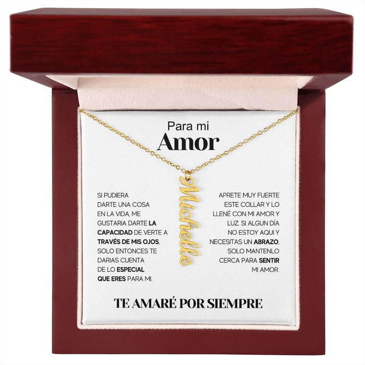 Regalo Para Novia/Esposa | Amor De Mi Vida | Collar con nombre vertical