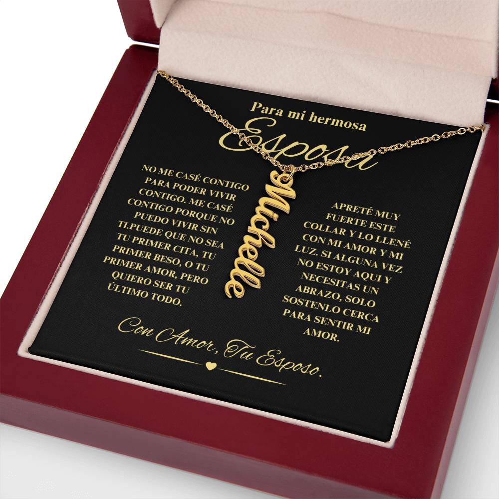 Regalo Para Novia/Esposa | Mi Hermosa | Collar con nombre vertical