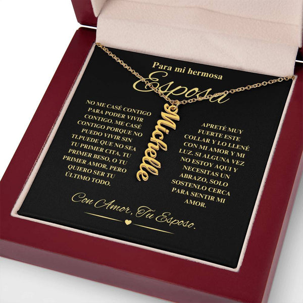 Regalo Para Novia/Esposa | Mi Hermosa | Collar con nombre vertical