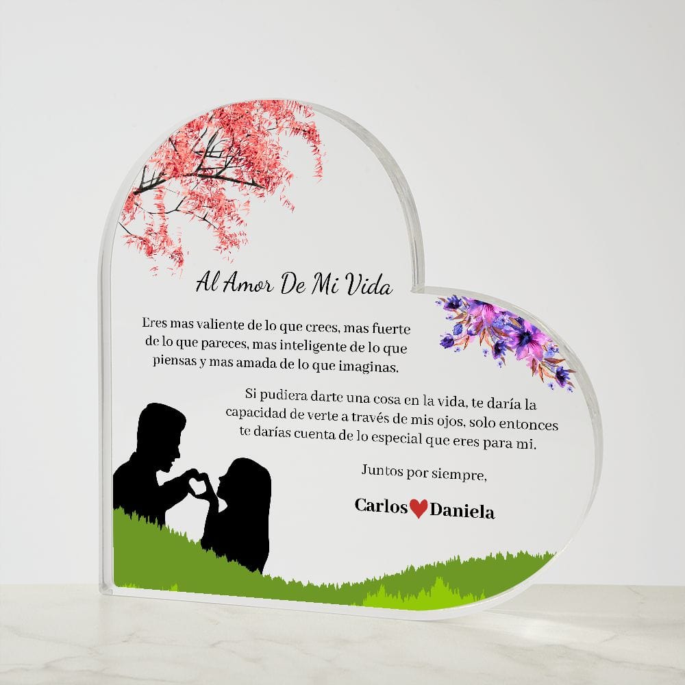 Regalo Para Novia/Esposa | Amor De Mi Vida | Acrílico con Corazón Impreso