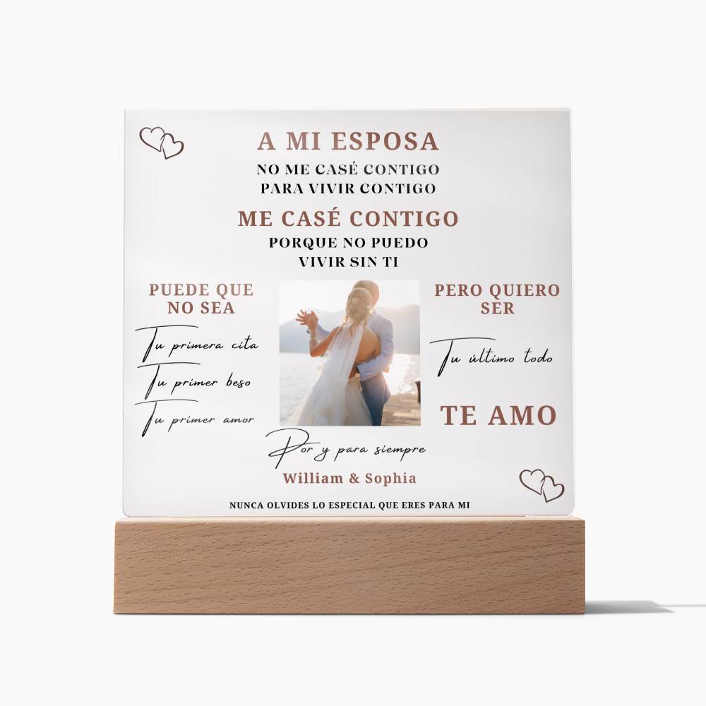 Regalo Para Esposa | Te Amo | Placa acrílica