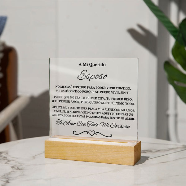 Regalo Para Esposo | Un Símbolo de Amor Eterno | Placa de Acrílico Cuadrada