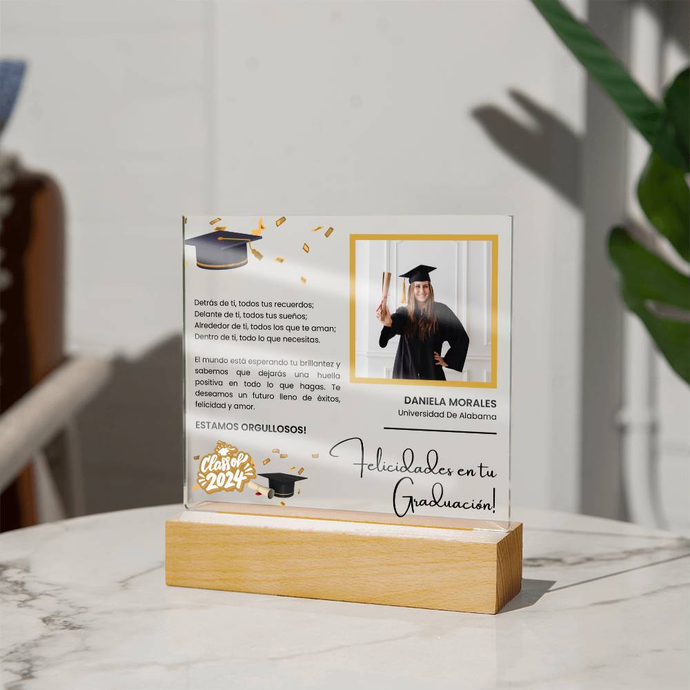 Regalo Para Amiga/ Nieto/ Nieta | Graduación y nuevos comienzos | Acrílico Cuadrado