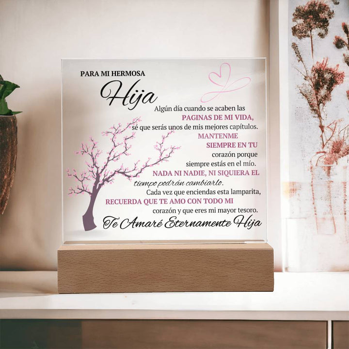 Regalo para hija | Para Mi Hermosa Hija | Placa de Acrílico Cuadrada
