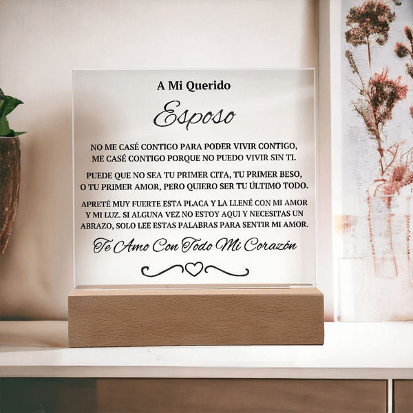Regalo Para Esposo | Un Símbolo de Amor Eterno | Placa de Acrílico Cuadrada
