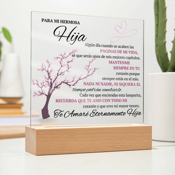 Regalo para hija | Para Mi Hermosa Hija | Placa de Acrílico Cuadrada