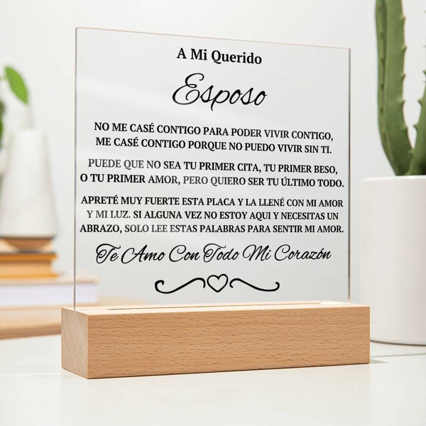 Regalo Para Esposo | Un Símbolo de Amor Eterno | Placa de Acrílico Cuadrada