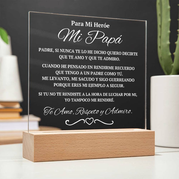 Regalo Para Papá | Un Símbolo de Respeto | Placa de Acrílico Cuadrada