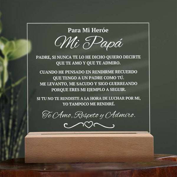 Regalo Para Papá | Un Símbolo de Respeto | Placa de Acrílico Cuadrada