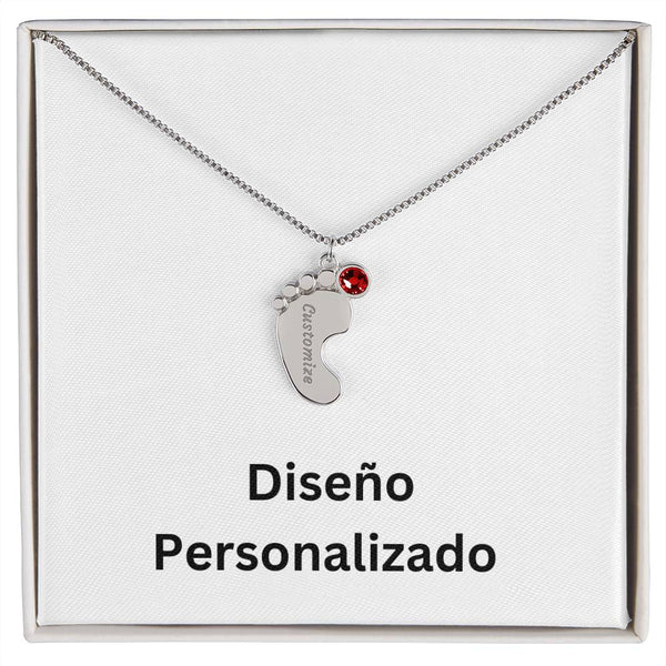 Collar de Piecitos de Bebé Personalizado con Piedra de Nacimiento - Diseño Personalizado