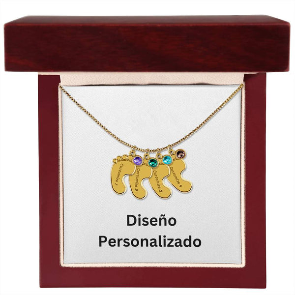 Collar de Piecitos de Bebé Personalizado con Piedra de Nacimiento - Diseño Personalizado