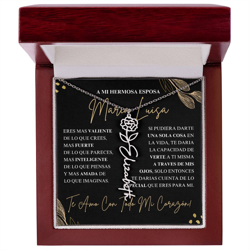 Regalo Para Novia/Esposa | Amor De Mi Vida | Collar con nombre de flor