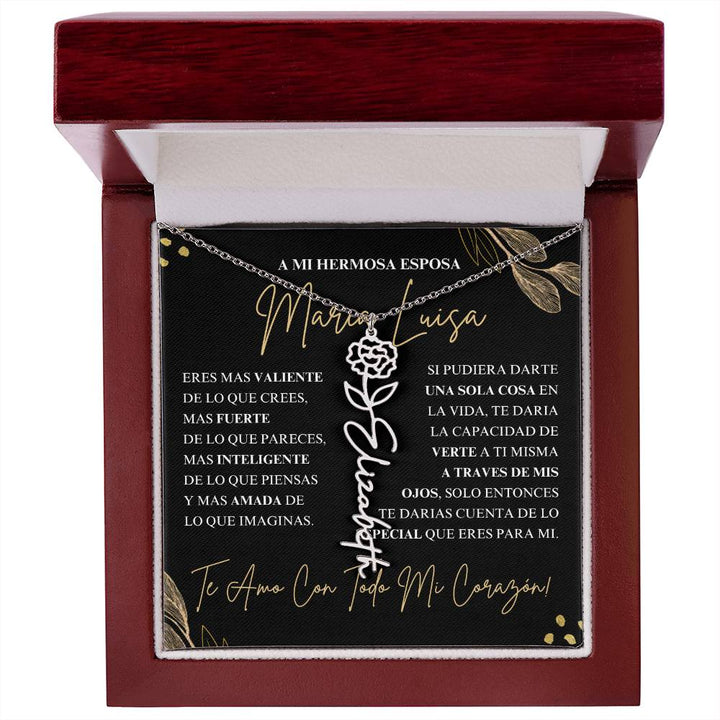 Regalo Para Novia/Esposa | Amor De Mi Vida | Collar con nombre de flor