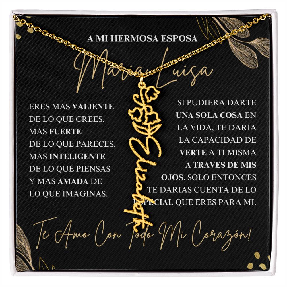 Regalo Para Novia/Esposa | Amor De Mi Vida | Collar con nombre de flor