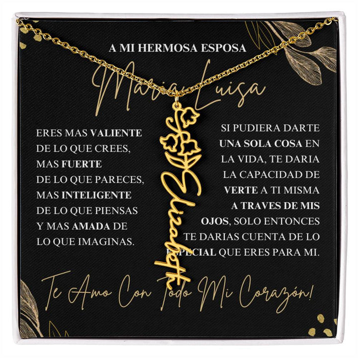 Regalo Para Novia/Esposa | Amor De Mi Vida | Collar con nombre de flor