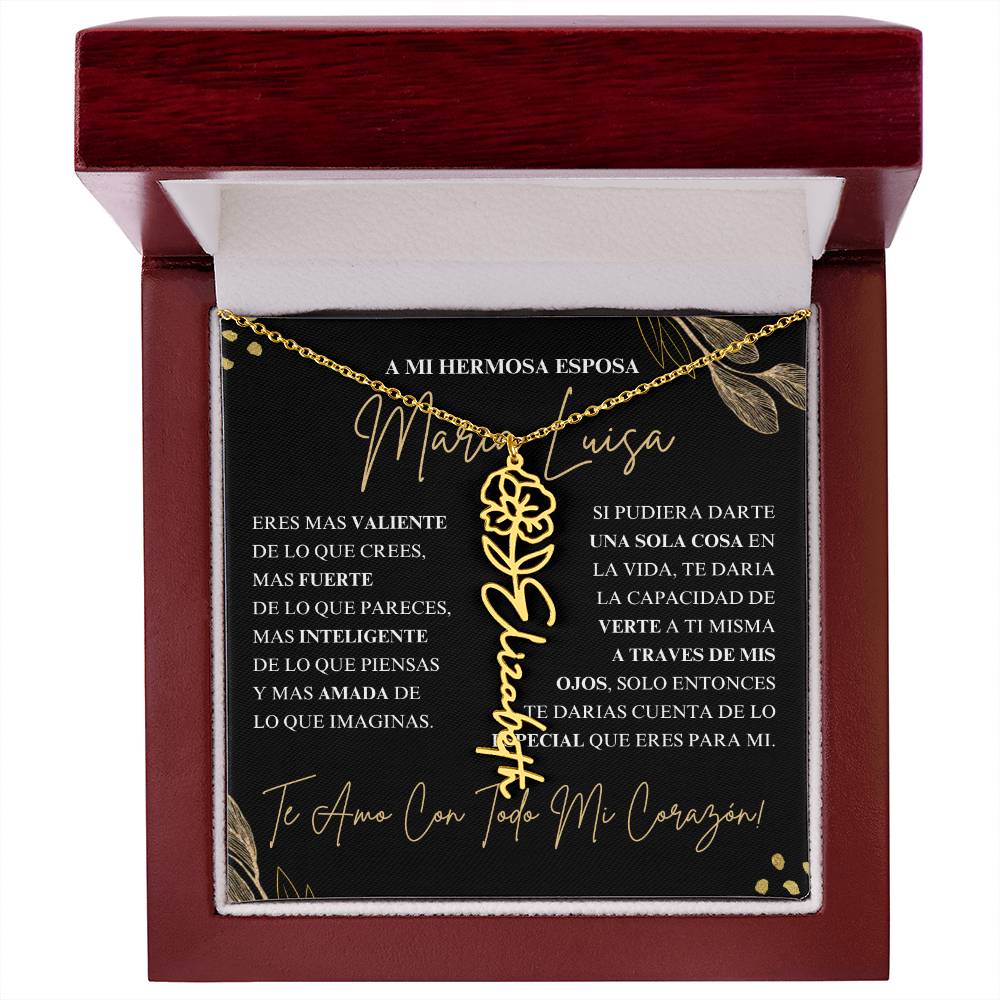 Regalo Para Novia/Esposa | Amor De Mi Vida | Collar con nombre de flor