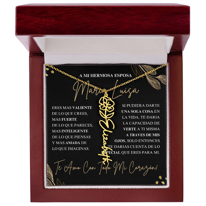 Regalo Para Novia/Esposa | Amor De Mi Vida | Collar con nombre de flor